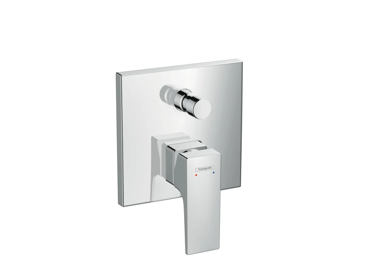 Hansgrohe Metropol Einhebel-Wannenmischer Unterputz, Chrom, 2 Verbraucher, Keramikmischsystem, einstellbare Temperaturbegrenzung, automatische Rückstellung, Schalldämpfer