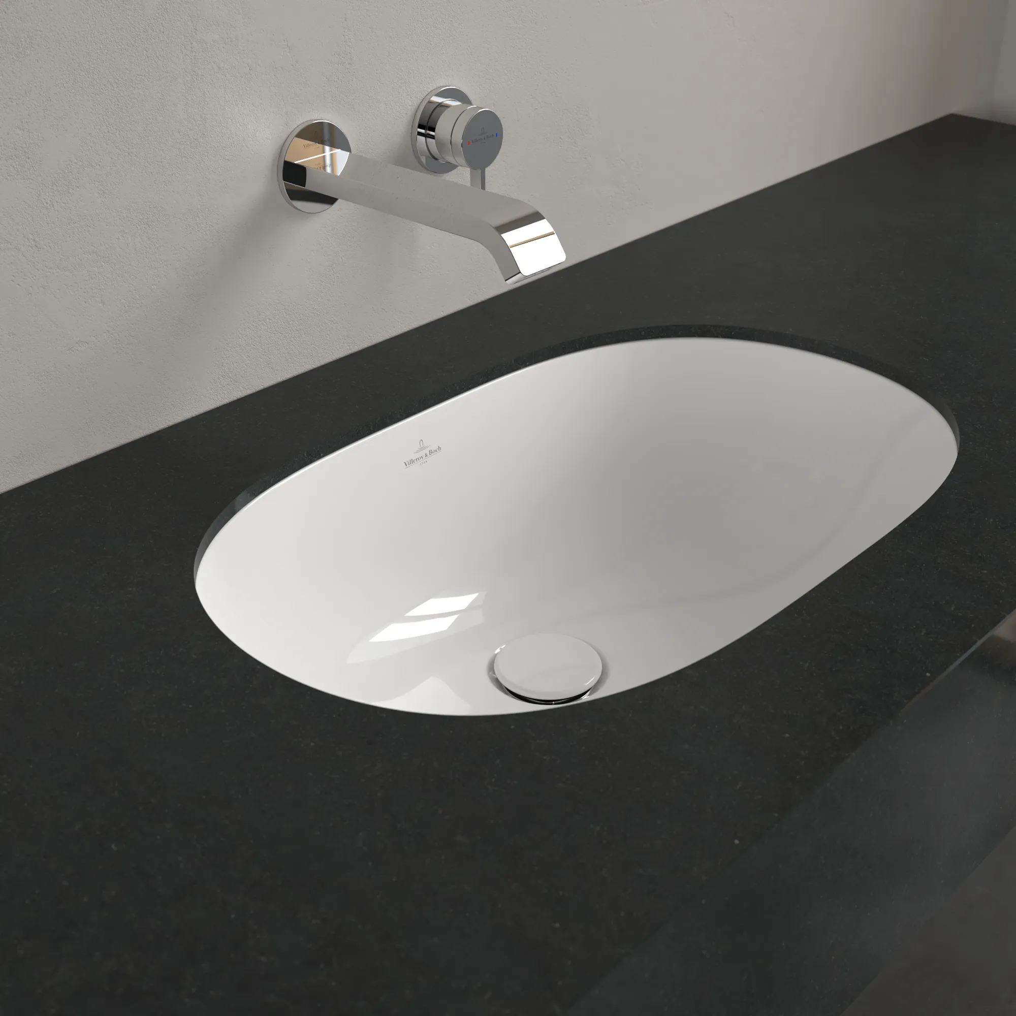 Villeroy & Boch Unterbauwaschbecken O.novo, oval, weiß Alpin CeramicPlus, 320 x 530 mm, Höhe 200 mm, mit Überlauf Villeroy & Boch Unterbauwaschbecken O.novo, oval, weiß Alpin CeramicPlus, 320 x 530 mm, Höhe 200 mm, mit Überlauf