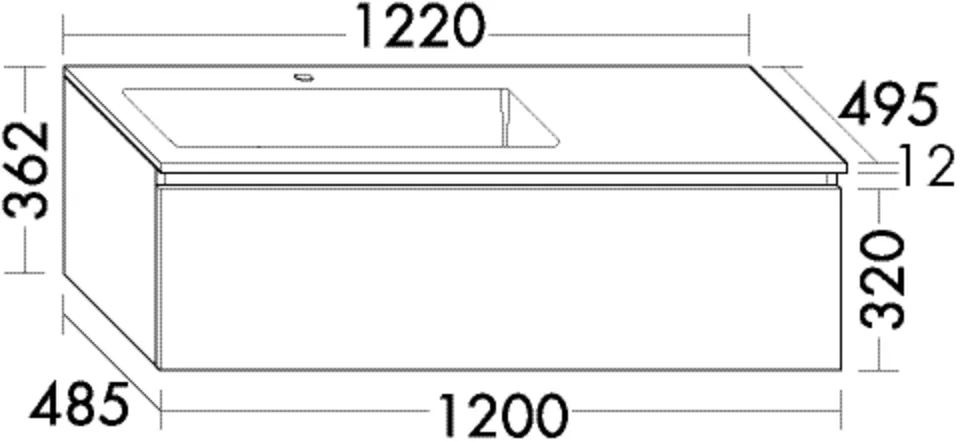 burgbad Badmöbelset „Lin20“ 126 × 40,2 cm in RAL-Farbe Solid Matt