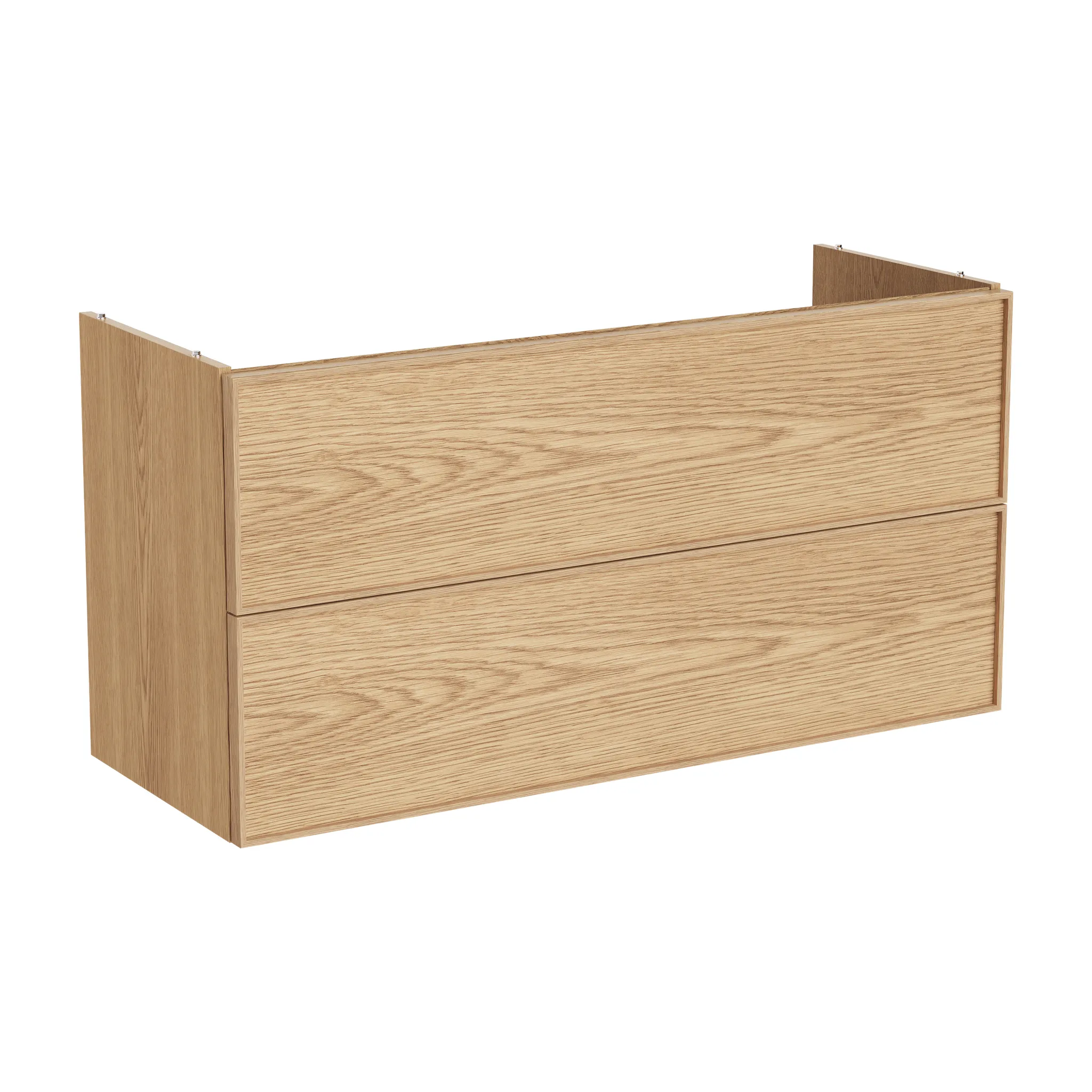New Metropole Edge Waschtischunterschrank mit 2 Vollauszügen 118 x 46 x 60 cm (BxTxH) Echtholzfurnier Eiche Hell New Metropole Edge Waschtischunterschrank mit 2 Vollauszügen 118 x 46 x 60 cm (BxTxH) Echtholzfurnier Eiche Hell