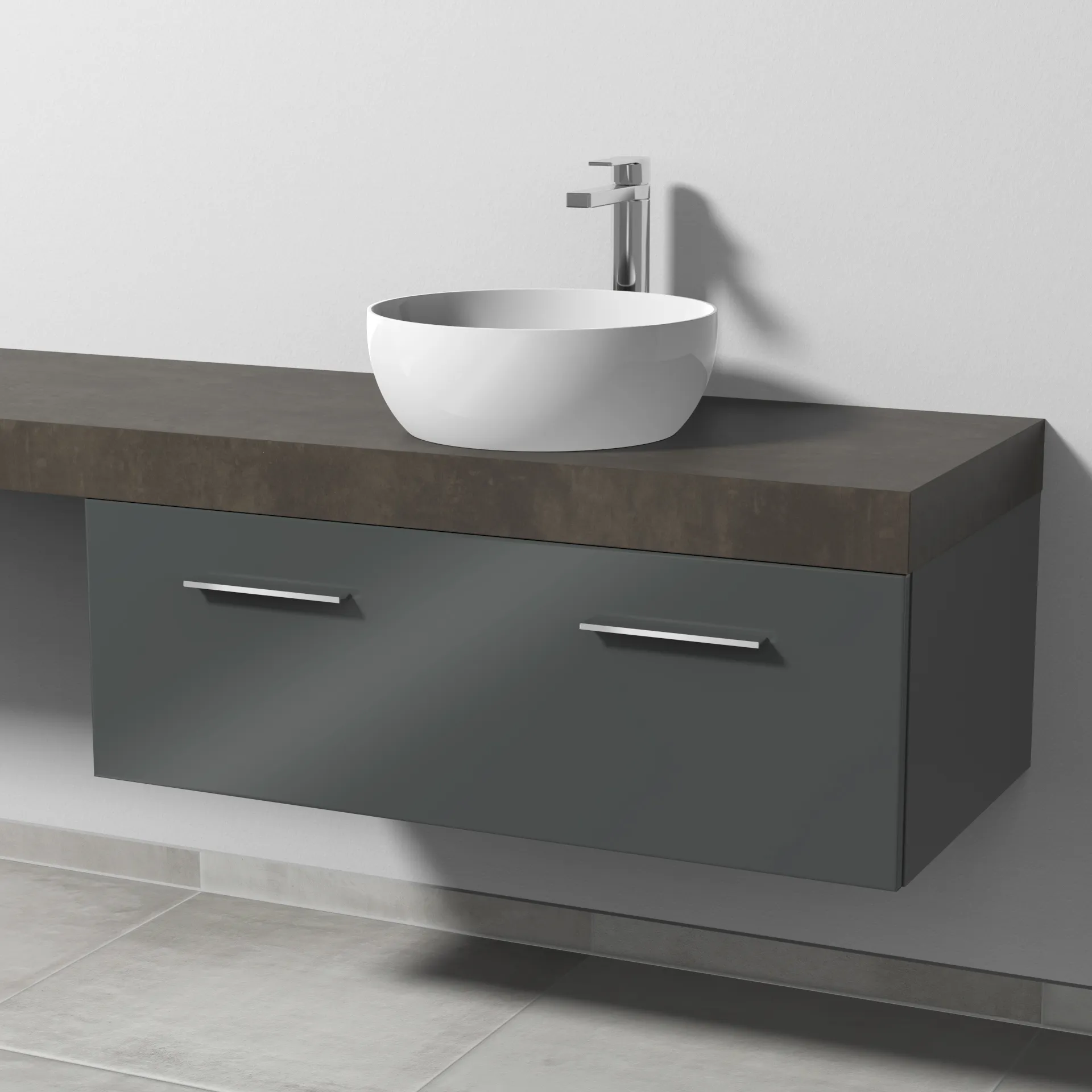 Sanipa Waschtischunterschrank „2morrow“ 1000 × 340 × 520 mm in Anthrazit (glanz)