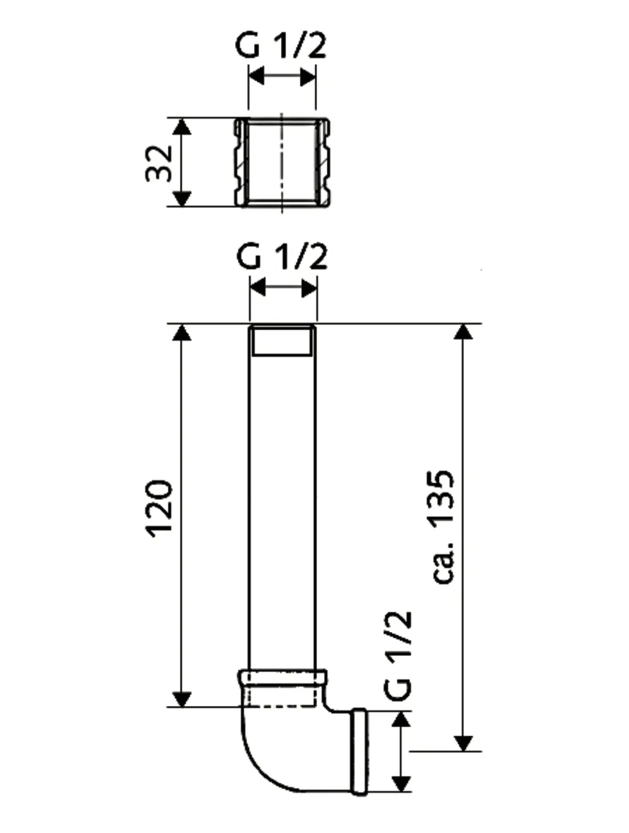 Urinal-Zulaufgarnitur DN 15, DN 15 G 1/2 IG, DN 15 G 1/2 IG