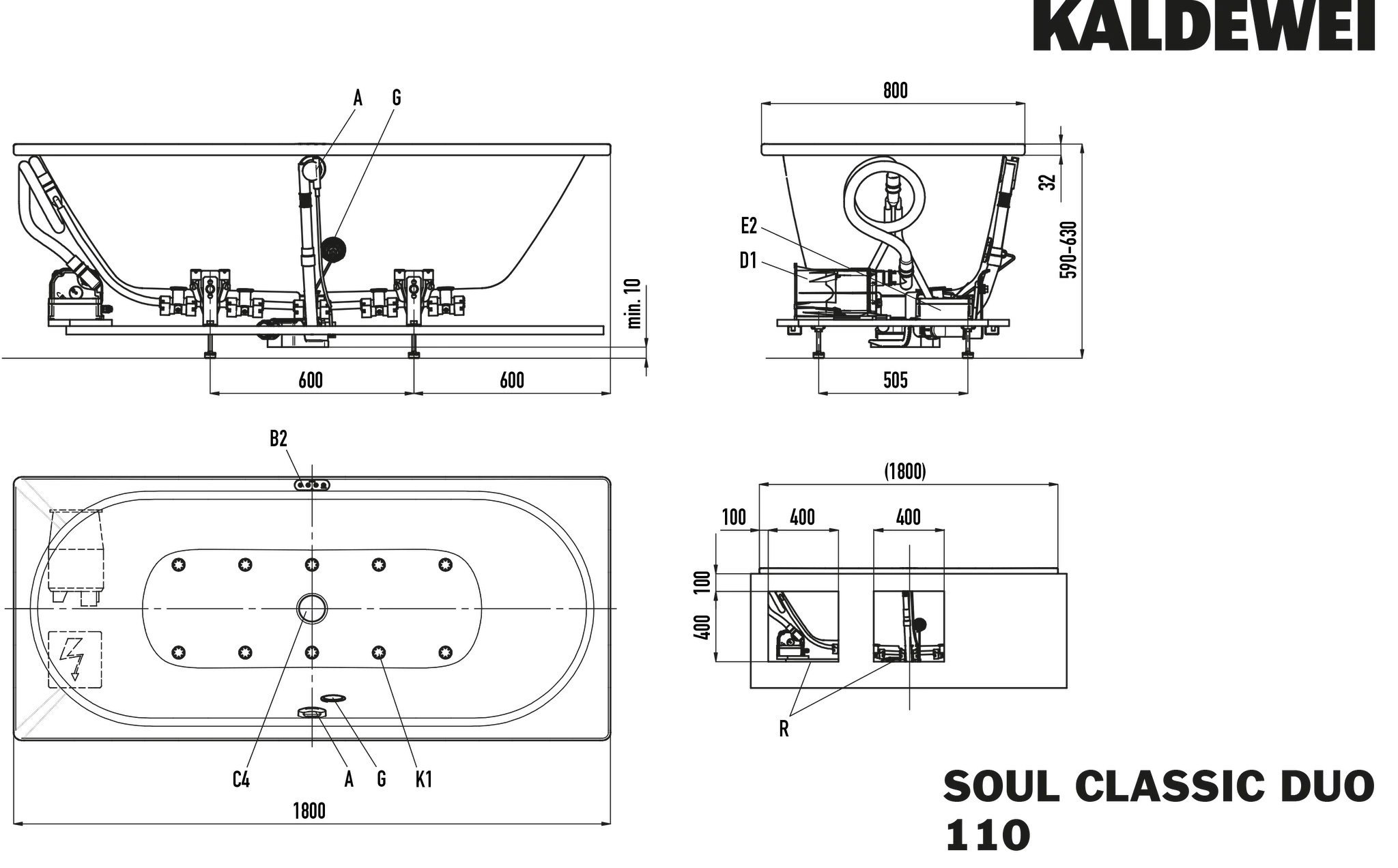 Kaldewei Whirlwanne „Classic Duo“ 180 × 80 cm, links mit Airmassage Soul, in alpinweiß Kaldewei Whirlwanne „Classic Duo“ 180 × 80 cm, links mit Airmassage Soul, in alpinweiß