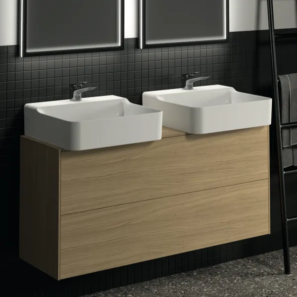 Ideal Standard Waschtischunterschrank „Conca“ 120,2 × 55 × 37,3 cm Eiche hell Furnier Ideal Standard Waschtischunterschrank „Conca“ 120,2 × 55 × 37,3 cm Eiche hell Furnier