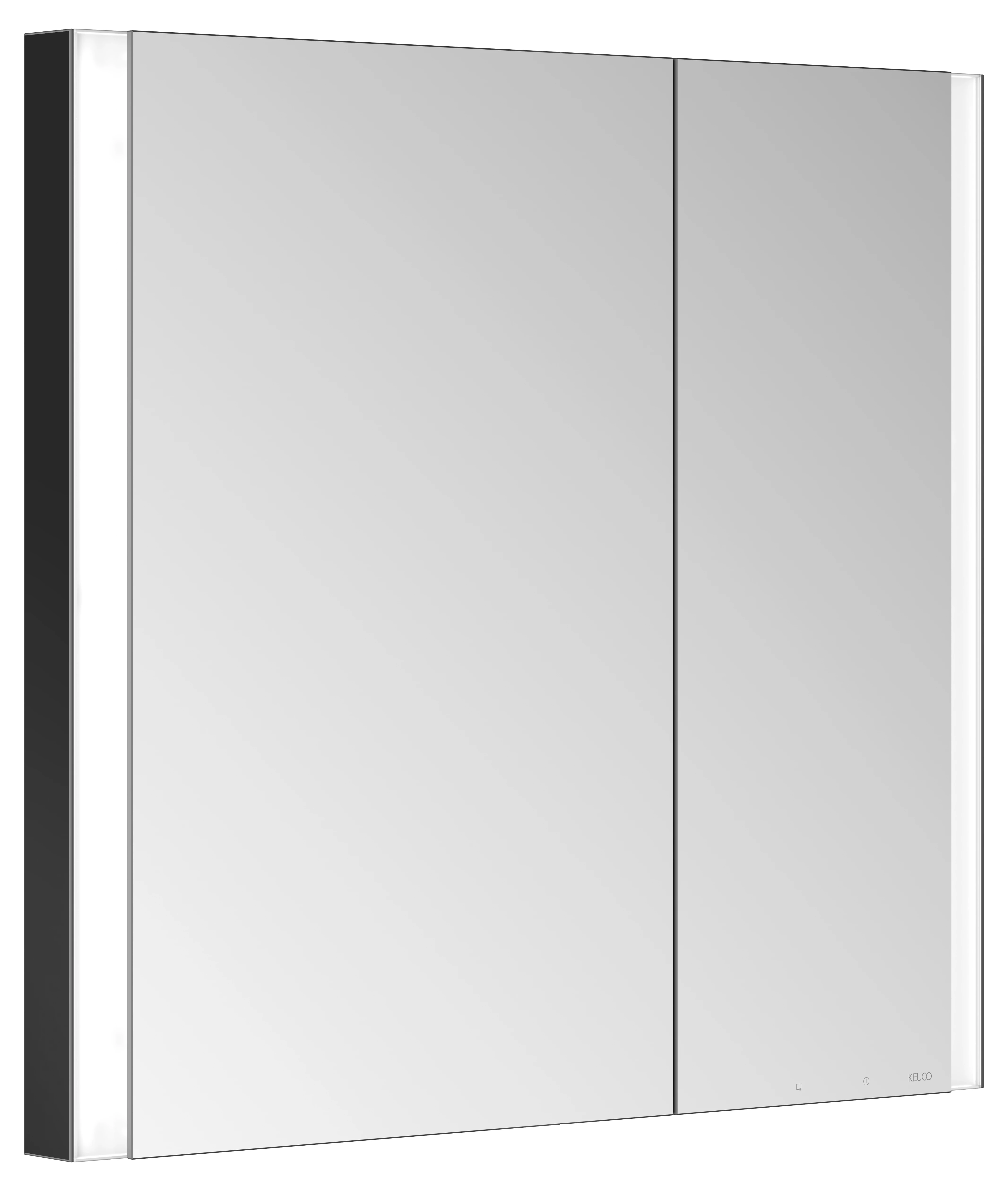 KEUCO SOMARIS Spiegelschrank Wandeinbau 2-türig asymmetrisch 800x710x115mm schwarz matt
