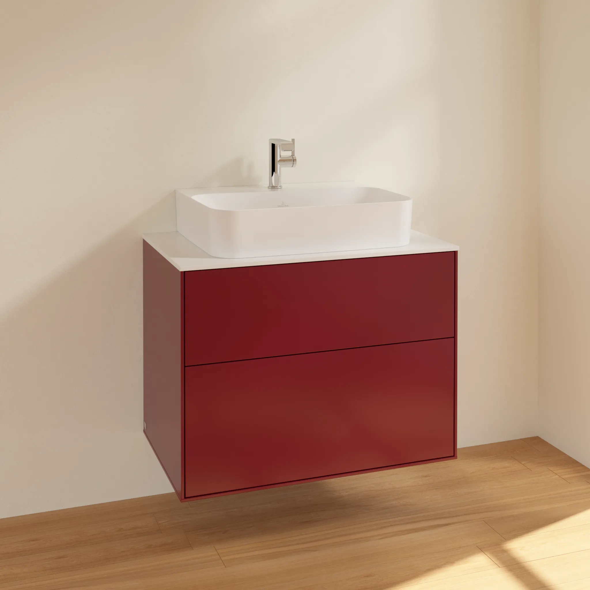 Villeroy & Boch Waschbeckenunterschrank Finion F09, 800 x 603 x 501 mm, Peony Matt Lacquer, mit SoftClosing und Push-to-open Funktion