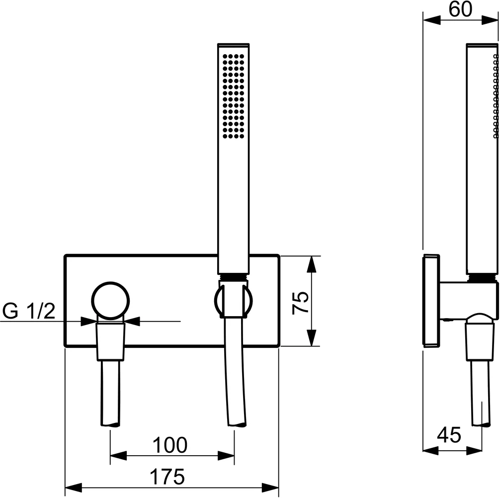 HansaLIVING Handbrausegarnitur HansaLIVING 4443 Rosetteeckig Abgang rund 1-strahlig Chrom