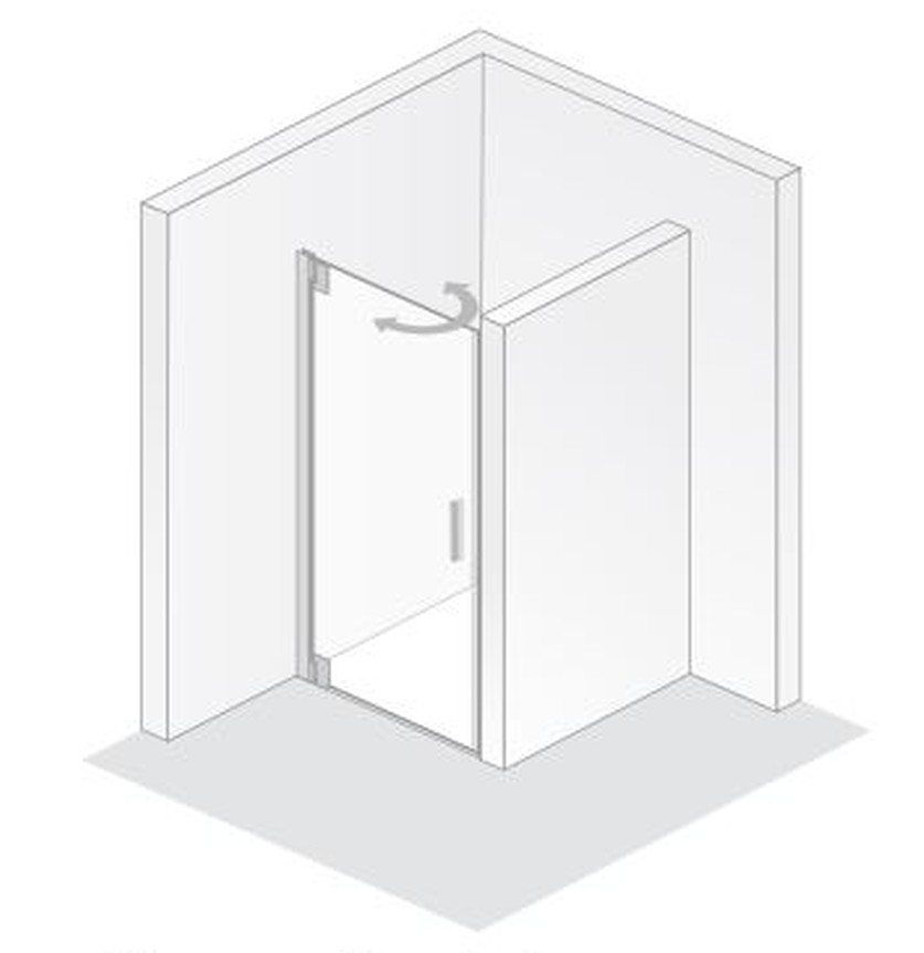 HSK Drehtür Nische pendelbar „K2P“ Glas Mattierung mittig (65 cm), Profile Chromoptik (Alu Hochglanz poliert), Scharniere nicht pendelbar, H: 2000 mm HSK Drehtür Nische pendelbar „K2P“ Glas Mattierung mittig (65 cm), Profile Chromoptik (Alu Hochglanz poliert), Scharniere nicht pendelbar, H: 2000 mm