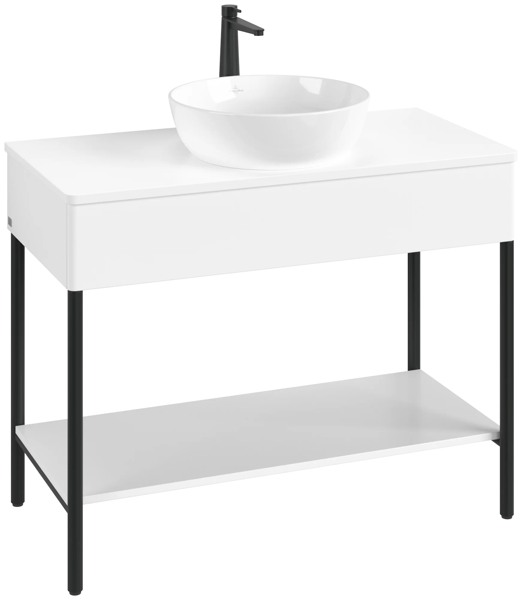 Villeroy & Boch Waschbeckenunterschrank Artis, Eckig White Matt Lacquer, 1000x782x500mm, mit Metallgestell und Push-to-open Funktion