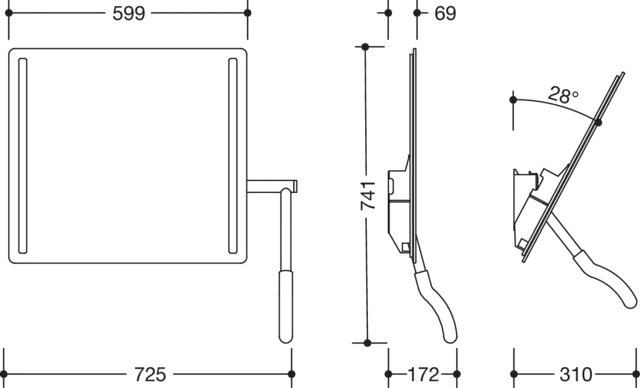 HEWI Kippspiegel „Serie 802 LifeSystem“ 60 × 54 cm in Senfgelb HEWI Kippspiegel „Serie 802 LifeSystem“ 60 × 54 cm in Senfgelb