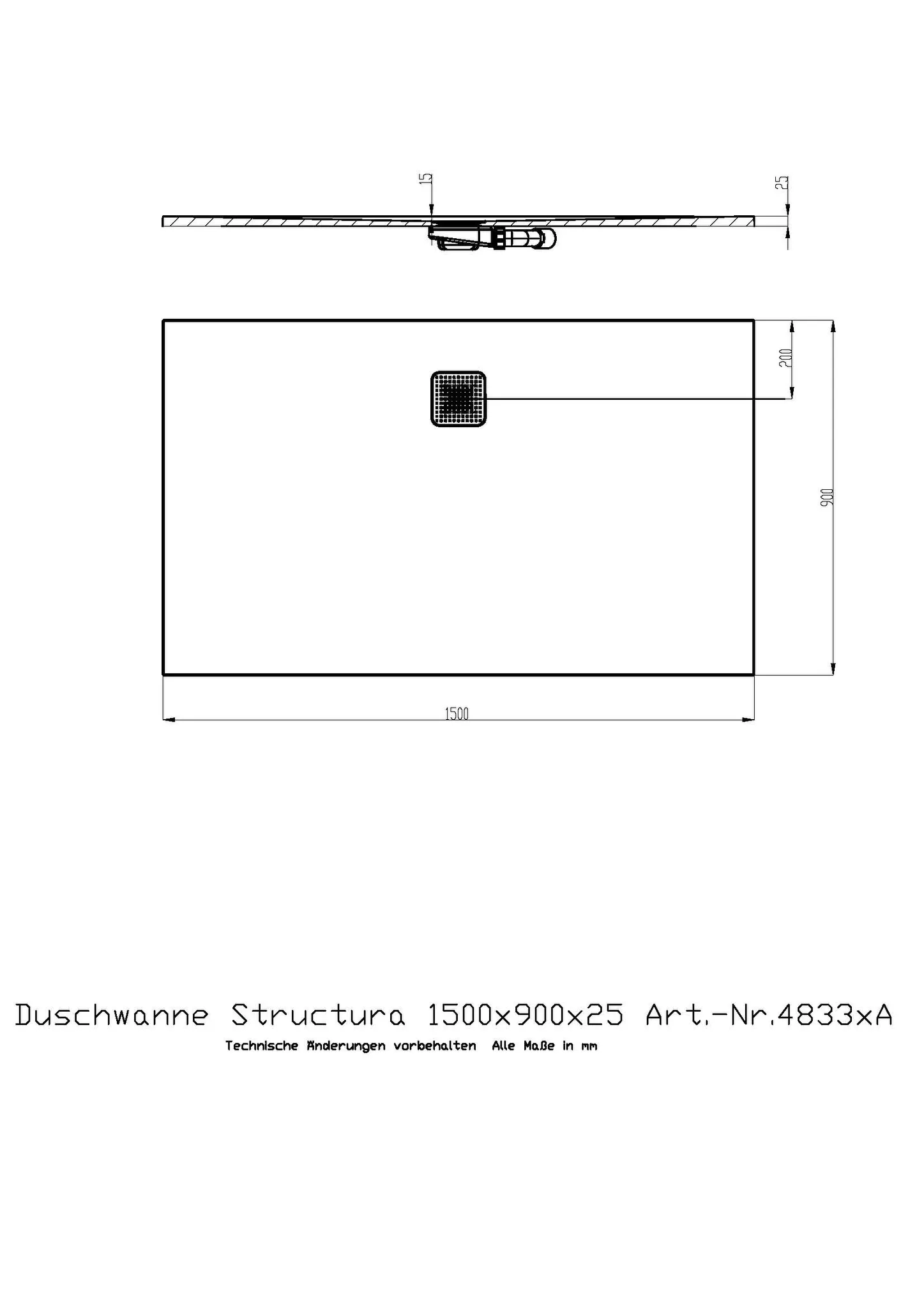 Duschwanne Structura 1500x900x25 in gesoftete Schieferoptik, mit Antirutsch B, Material Solique, Weiß Duschwanne Structura 1500x900x25 in gesoftete Schieferoptik, mit Antirutsch B, Material Solique, Weiß