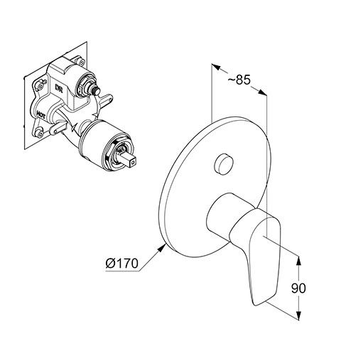 PURE & SOLID UPWafü/Br.EHM Push Set mit Funktionseinheit chrom PURE & SOLID UPWafü/Br.EHM Push Set mit Funktionseinheit chrom