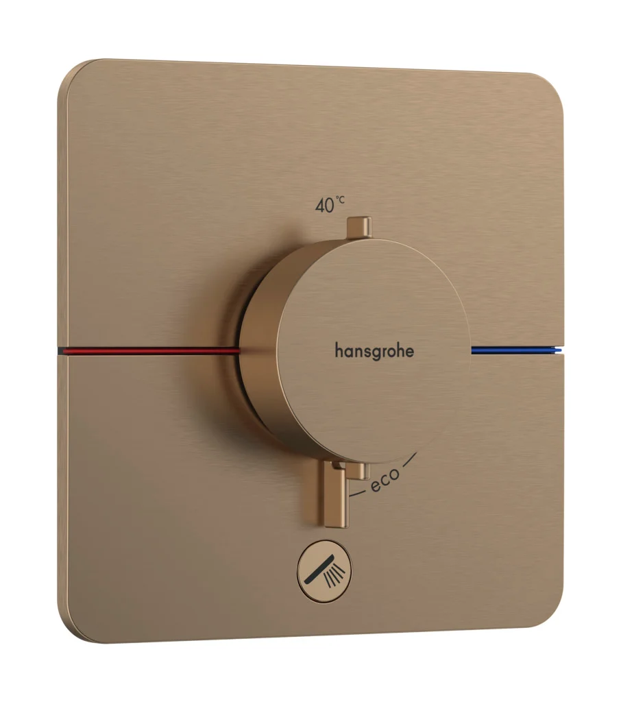 Hansgrohe ShowerSelect Comfort Q Thermostat Unterputz, Brushed Bronze, 1 Verbraucher + zusätzlicher Abgang, flache Rosette, einfache Installation