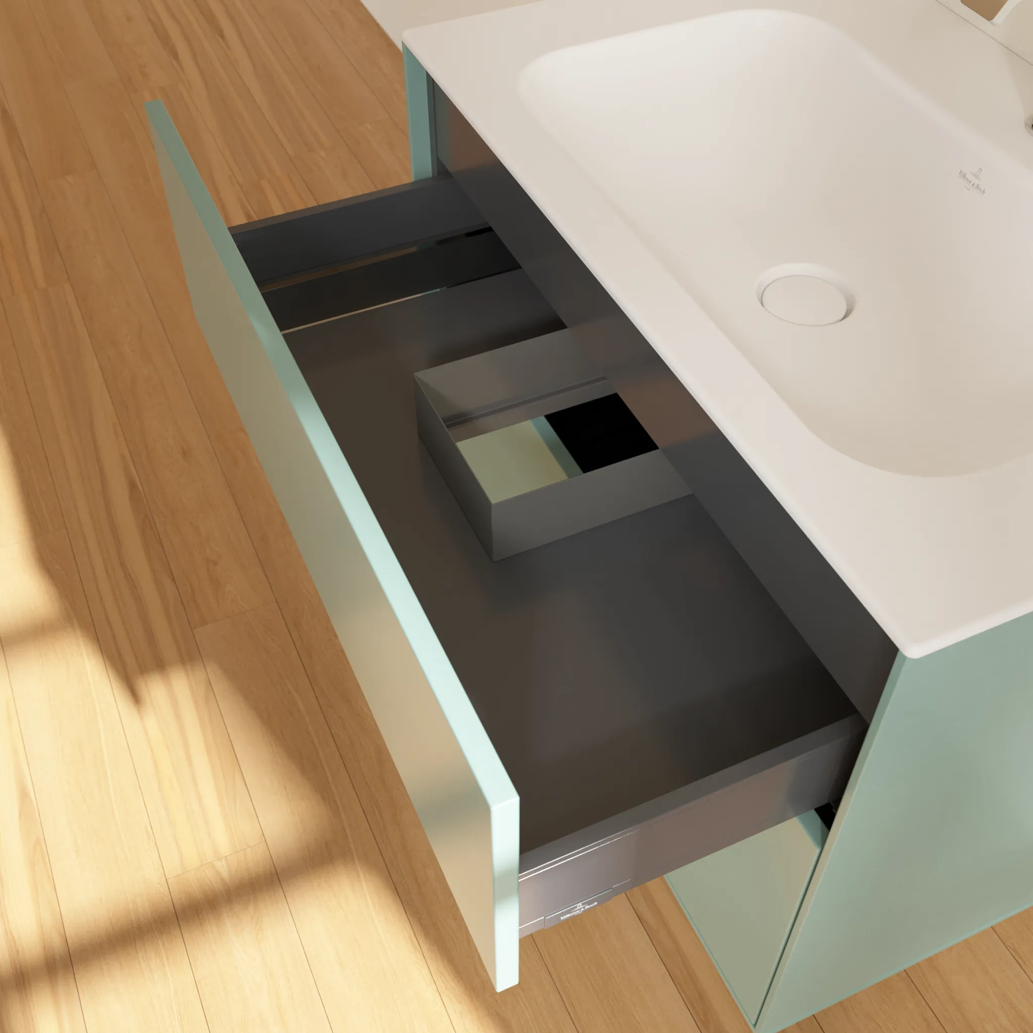 Villeroy & Boch Waschtischunterschrank „Finion“ für Schrankwaschtisch 796 × 591 × 498 mm Olive Matt Lacquer, für Becken mittig