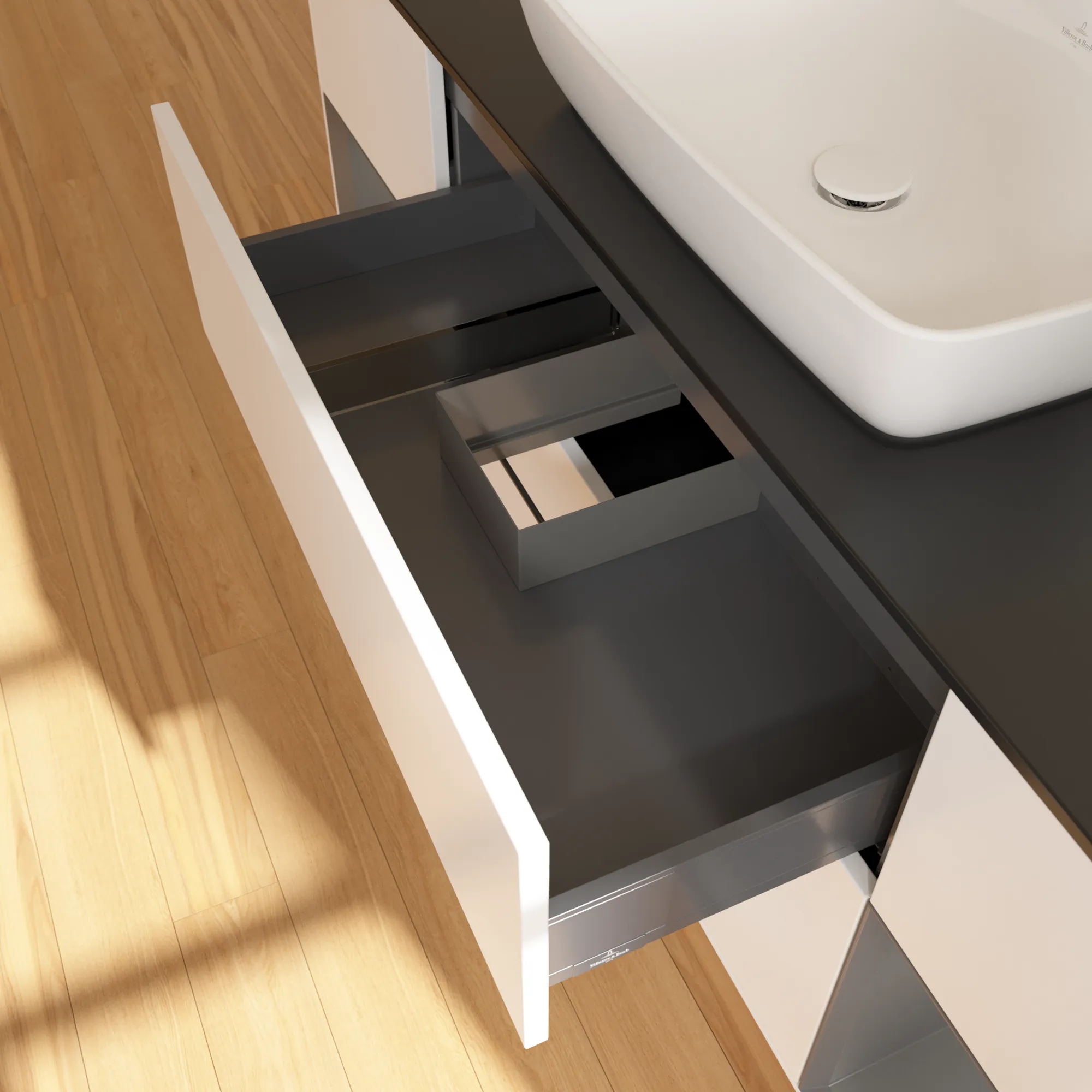 Villeroy & Boch Waschtischunterschrank „Finion“ für Schrankwaschtisch 1600 × 603 × 501 mm White Matt Lacquer, für Becken mittig Villeroy & Boch Waschtischunterschrank „Finion“ für Schrankwaschtisch 1600 × 603 × 501 mm White Matt Lacquer, für Becken mittig