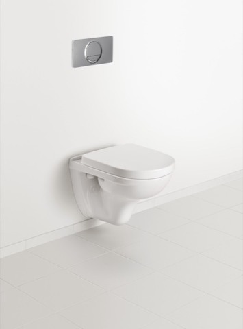 Tiefspül-WC Compact spülrandlos O.novo 5688R0, 360 x 490 x 350 mm, Oval, wandhängend, Abgang waagerecht, Weiß Alpin