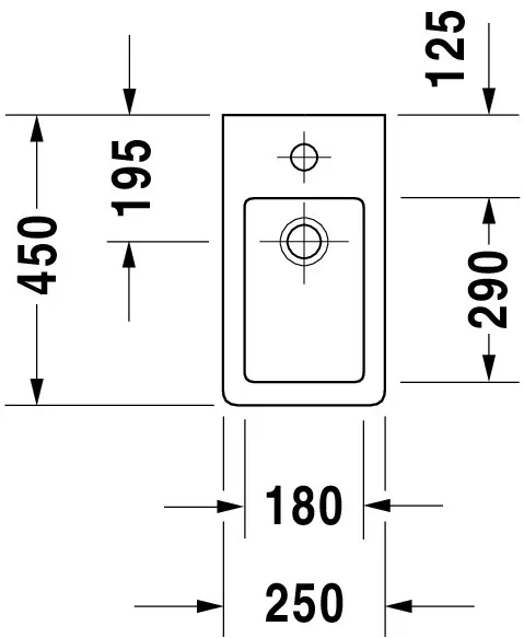 Wandwaschtisch „Vero“, mit Überlauf, Hahnlochposition mittig Wandwaschtisch „Vero“, mit Überlauf, Hahnlochposition mittig