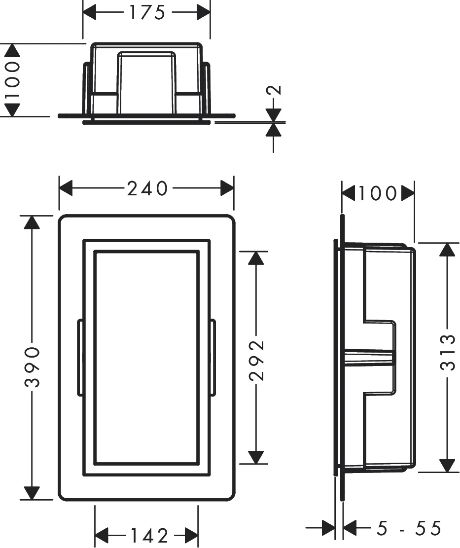Hansgrohe XtraStoris Individual Wandnische Edelstahl gebürstet Brushed Black Chrome 300 x 150 x 100 mm Einbautiefe 100 mm für Neubau und Sanierung