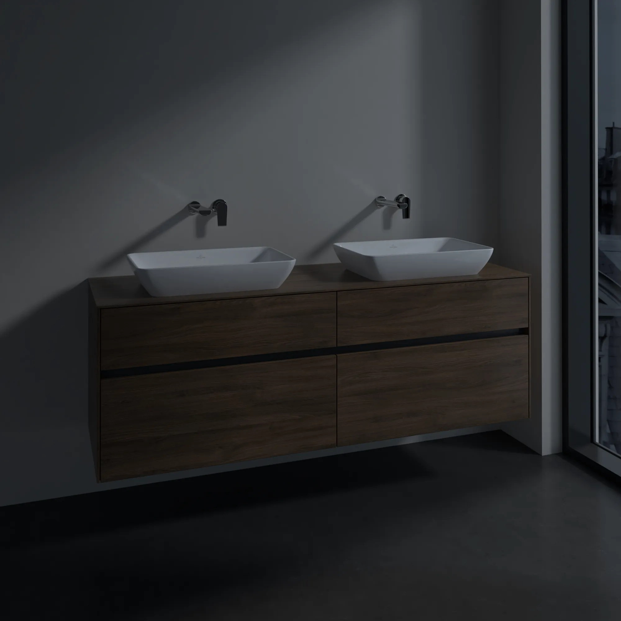 Villeroy & Boch Waschbeckenunterschrank Collaro Arizona Oak, 1600x548x500 mm, 2 Waschbecken, SoftClosing, 4 Auszüge