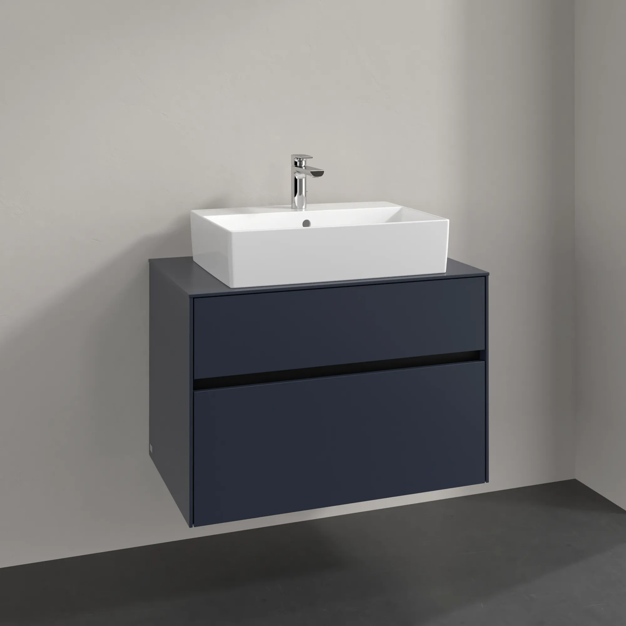 Villeroy & Boch Waschbeckenunterschrank Collaro C12400 Marine Blue, 800x548x500 mm, mit SoftClosing und integrierten Aluminiumgriffen Villeroy & Boch Waschbeckenunterschrank Collaro C12400 Marine Blue, 800x548x500 mm, mit SoftClosing und integrierten Aluminiumgriffen