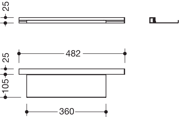 HEWI Ablage pulverbeschichtet in 48,2 × 2,5 × 10,2 cm