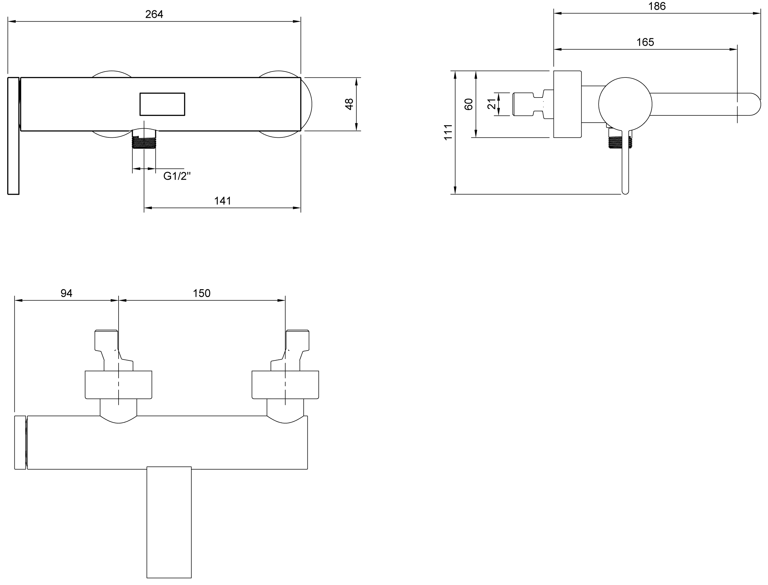 Einhand-Wannenarmatur „Dawn“ Ausladung 165 mm in Matt Black Einhand-Wannenarmatur „Dawn“ Ausladung 165 mm in Matt Black