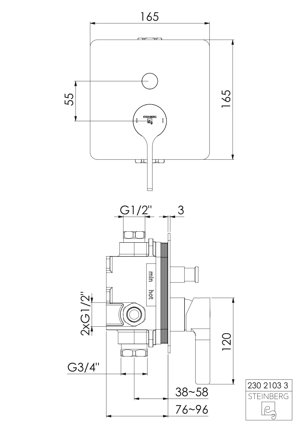 Serie 230 Fertigmontageset für Wanne/Brause-Einhebelmischbatterie mit Umsteller Serie 230 Fertigmontageset für Wanne/Brause-Einhebelmischbatterie mit Umsteller