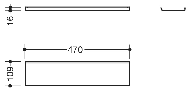 HEWI Ablage pulverbeschichtet 950.13.0017 SC 47 × 1,5 × 10,2 cm