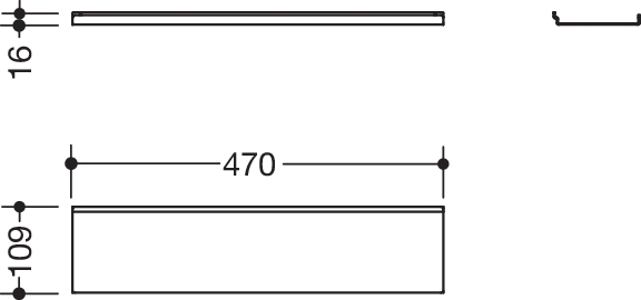 HEWI Ablage pulverbeschichtet in 47 × 1,5 × 10,2 cm