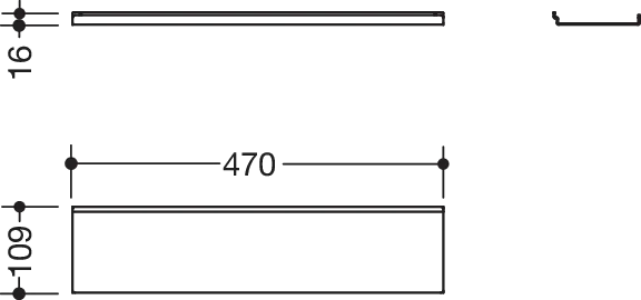HEWI Ablage pulverbeschichtet in 47 × 1,5 × 10,2 cm HEWI Ablage pulverbeschichtet in 47 × 1,5 × 10,2 cm