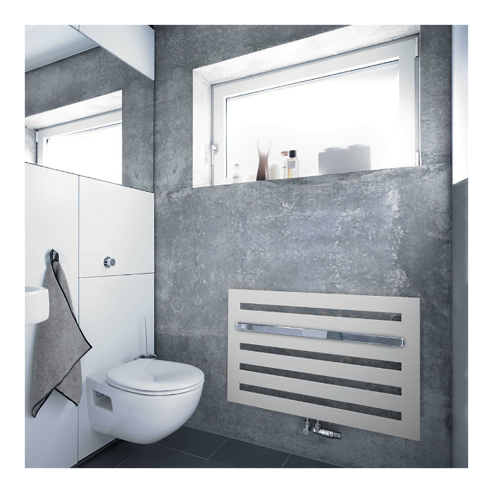 Zehnder Design-Heizkörper „Metropolitan Bar“ für Warmwasser-Zentralheizung mit 50 mm-Mittelanschluss 90 × 70 cm in Umbra Grey (RAL 7022)