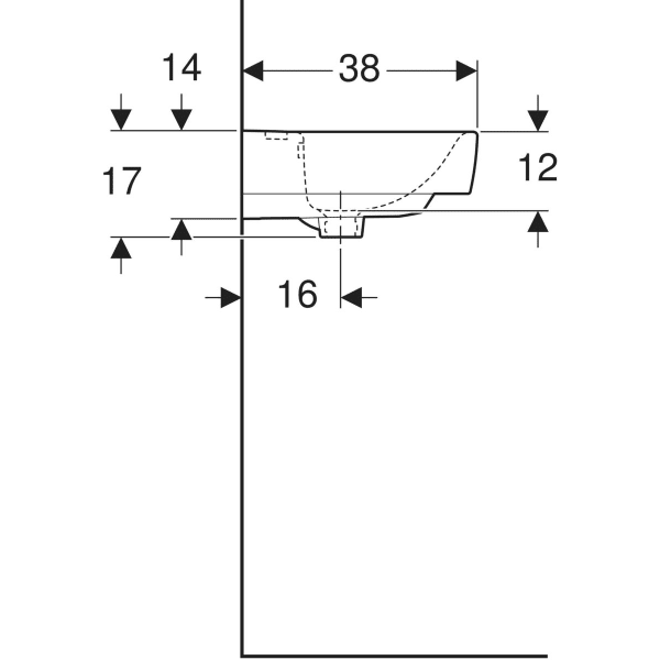 Wandwaschtisch „Renova Plan“, rechteckig 50 × 38 cm in weiß alpin