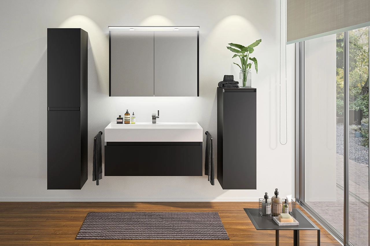 repaBAD Hochschrank „Base“ 350 × 1690 × 350 mm in Eiche Classic