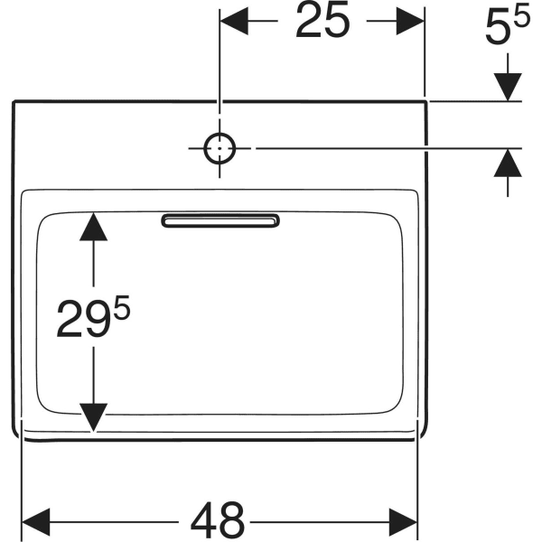Wandwaschtisch „One“ mit horizontalem Ablauf, rechteckig, Hahnlochposition mittig 50 × 41 cm in weiß alpin mit KeraTect®
