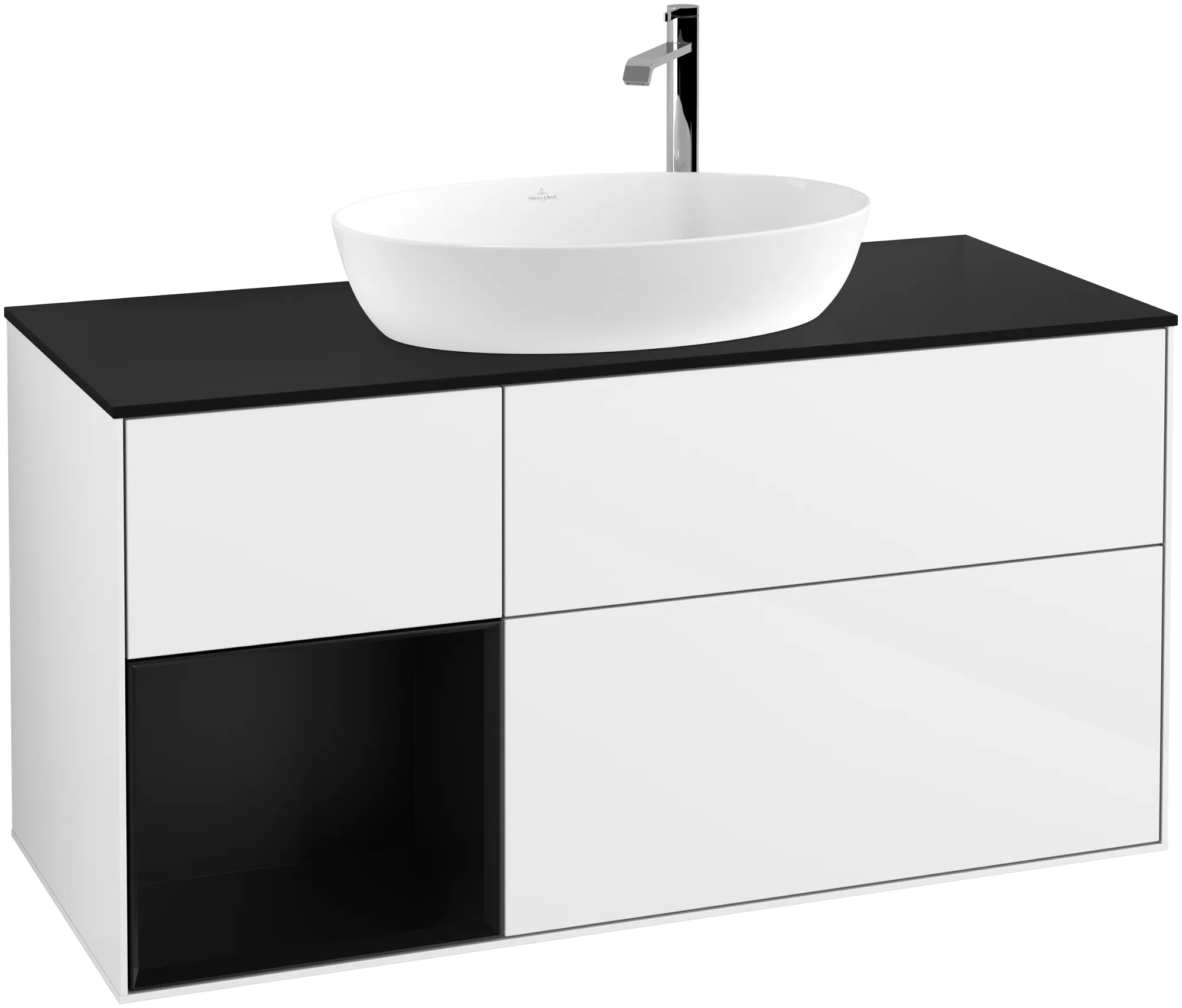Villeroy & Boch Finion Waschbeckenunterschrank F94 1200x603x501mm Glossy White Lacquer / Black Matt