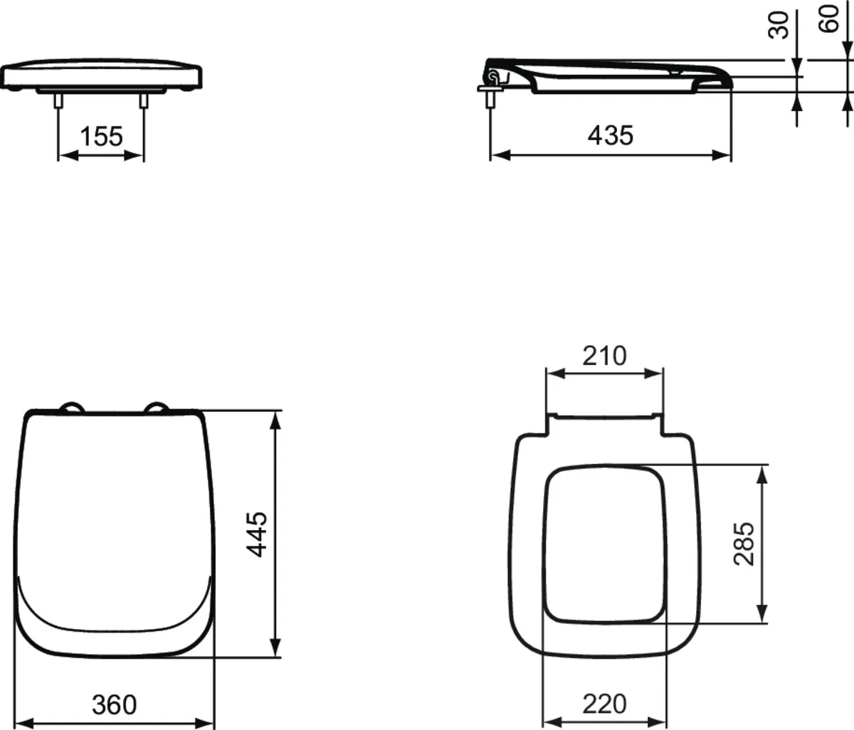 Ideal Standard WC-Sitz Ventuno Softclosing Weiß, 360x445x60 mm, Wrapover, Duroplast, abnehmbarer Sitz