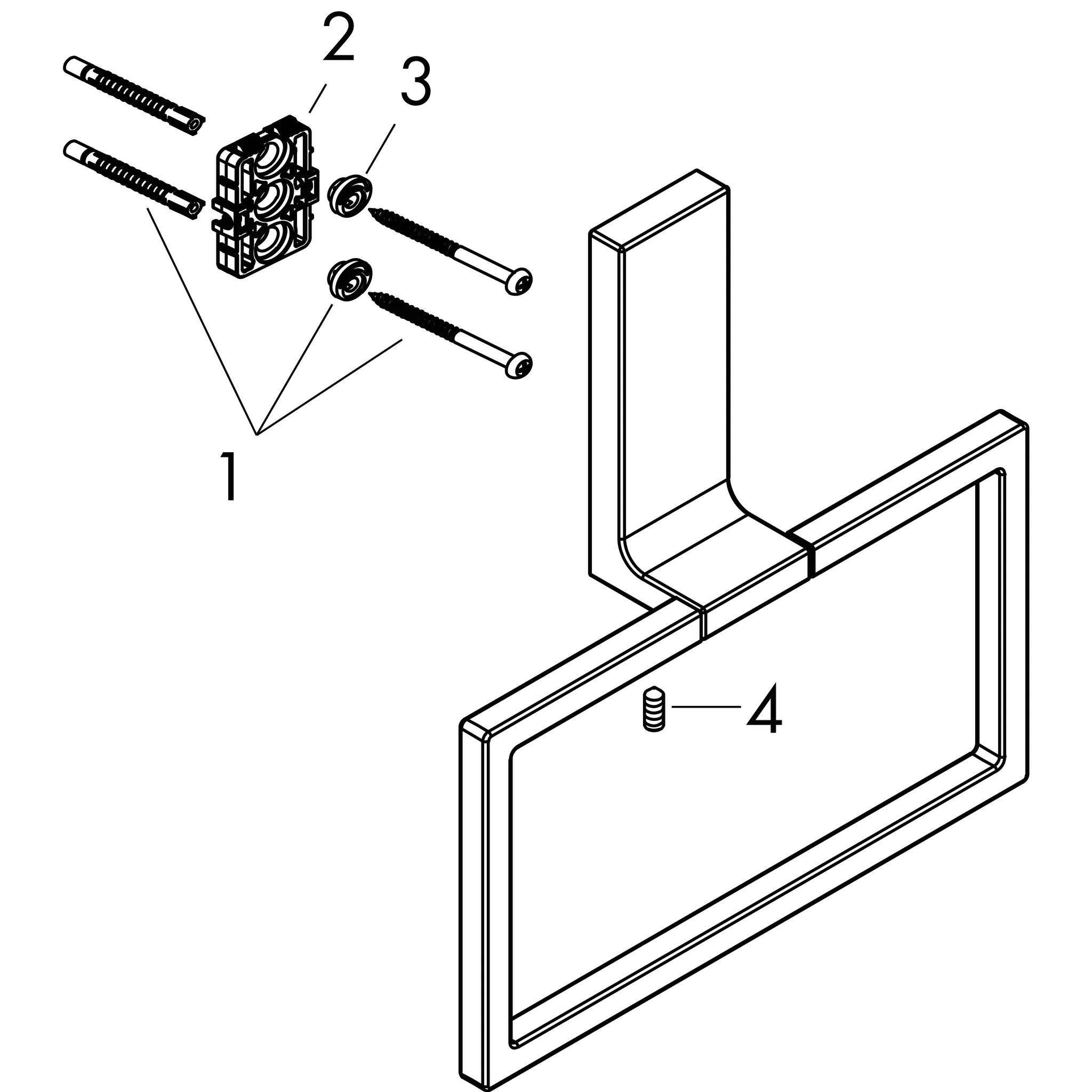 Hansgrohe AXOR Universal Rectangular Handtuchring, Mattschwarz Hansgrohe AXOR Universal Rectangular Handtuchring, Mattschwarz