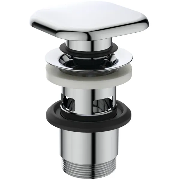 Ideal Standard Push-Open-Ventil quadratisch, Chrom, 120x75x75 mm, für Handwaschbecken