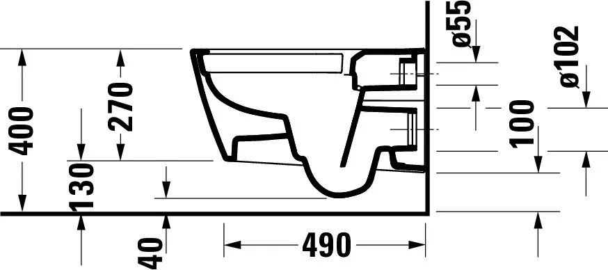 Wand-Tiefspül-WC „Viu“ 37 × 36 × 57 cm, ohne Spülrand