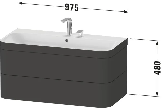 Duravit Waschtischunterschrank c-shaped Set wandhängend „Happy D.2 Plus“ 97,5 × 48 × 49 cm