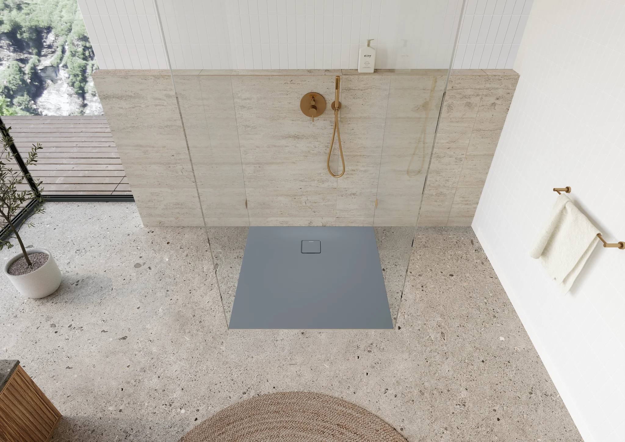 Kaldewei ALUVIA Duschfläche, 1000x1000 mm, cool grey 70, Invisible Grip, SolidLite