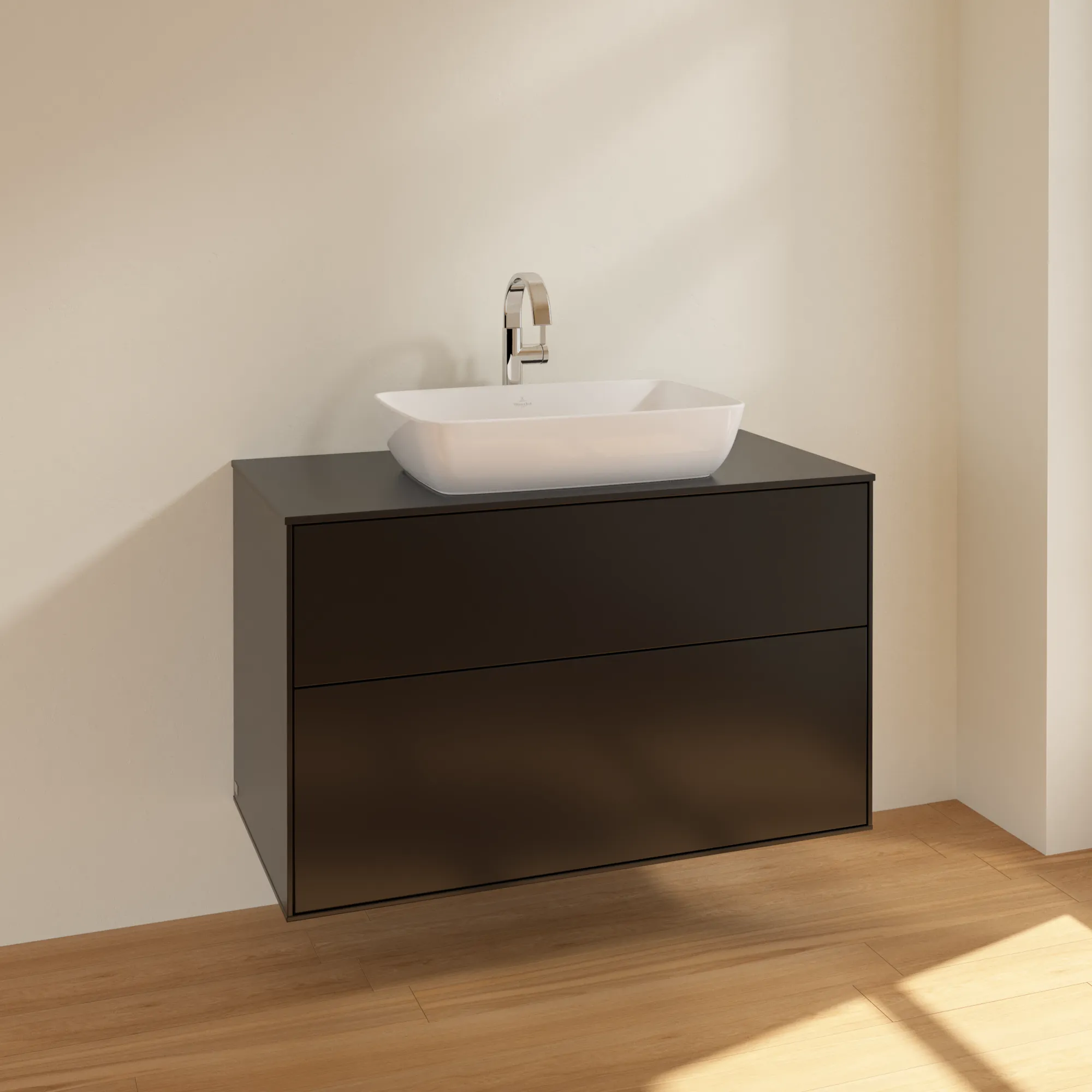 Villeroy & Boch Waschbeckenunterschrank Finion F76, 1000x603x501 mm, Black Matt Lacquer, mit SoftClosing und Push-to-open Funktion Villeroy & Boch Waschbeckenunterschrank Finion F76, 1000x603x501 mm, Black Matt Lacquer, mit SoftClosing und Push-to-open Funktion