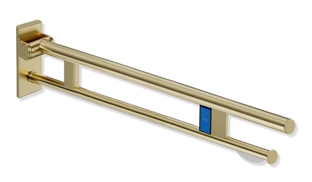 HEWI Stützklappgriff Duo, Design A, Edelstahl PVD, 700 mm Ausladung, links