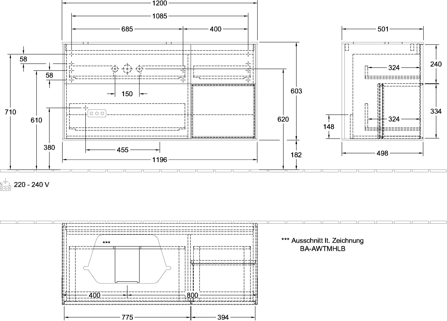 Villeroy & Boch Finion Waschbeckenunterschrank G40 1200x603x501mm