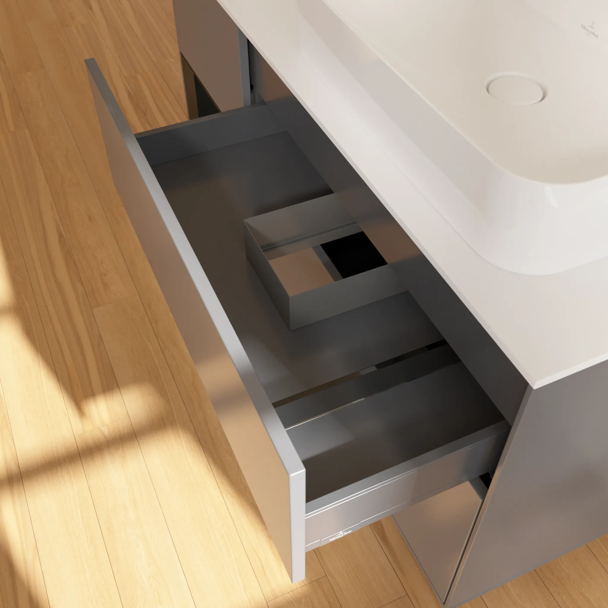 Villeroy & Boch Waschtischunterschrank „Finion“ für Schrankwaschtisch 1200 × 603 × 501 mm Anthracite Matt Lacquer, für Becken rechts Villeroy & Boch Waschtischunterschrank „Finion“ für Schrankwaschtisch 1200 × 603 × 501 mm Anthracite Matt Lacquer, für Becken rechts