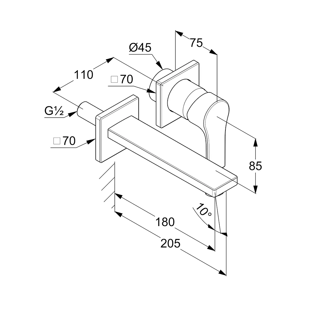 Kludi ZENTA SL WT-2LOCH-WAND-EHM Waschtisch-Einhandmischer chrom