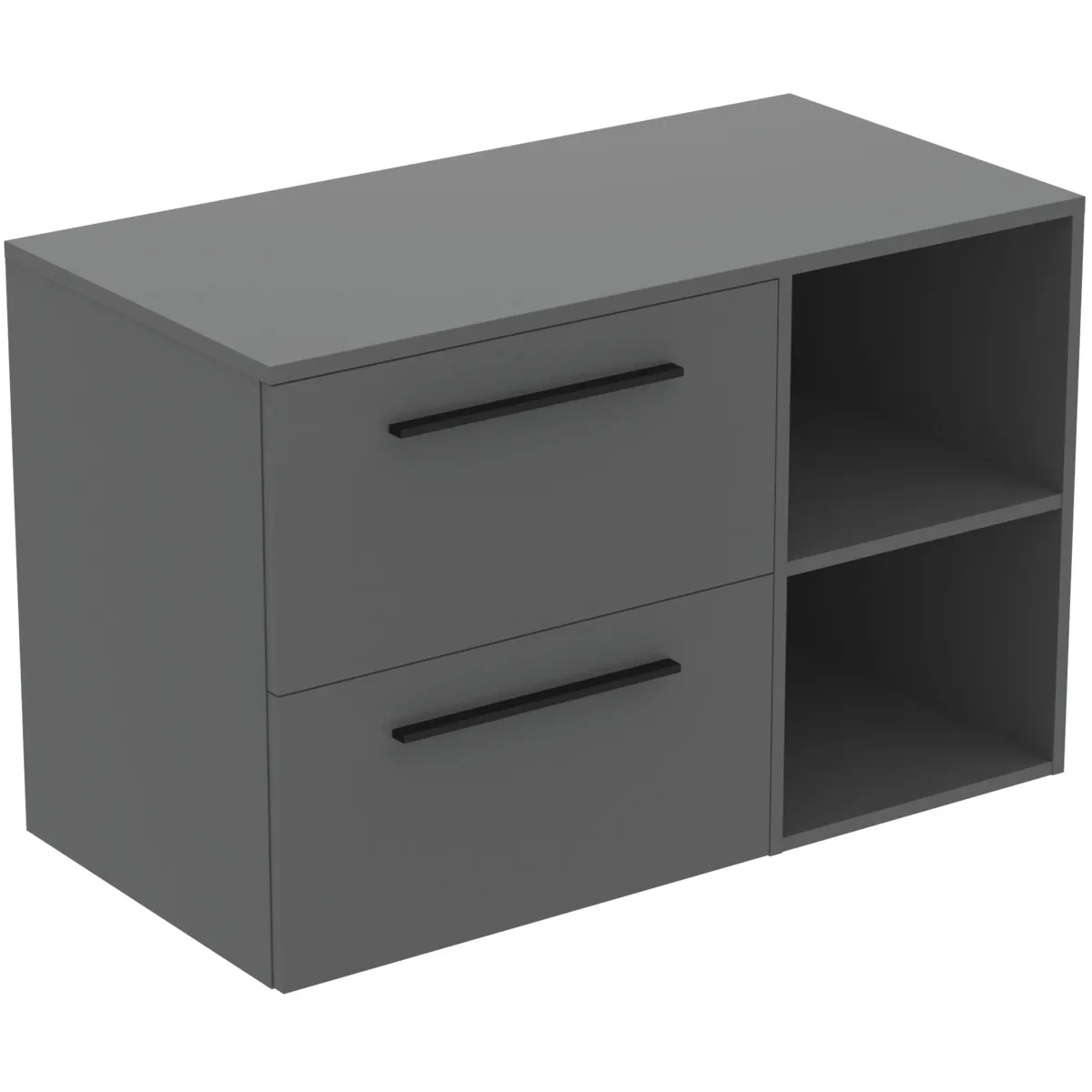 Möbel-Set 100cm i.life B 2 Auszüge 2 offene Fächer Griff Schwarz Weiß matt