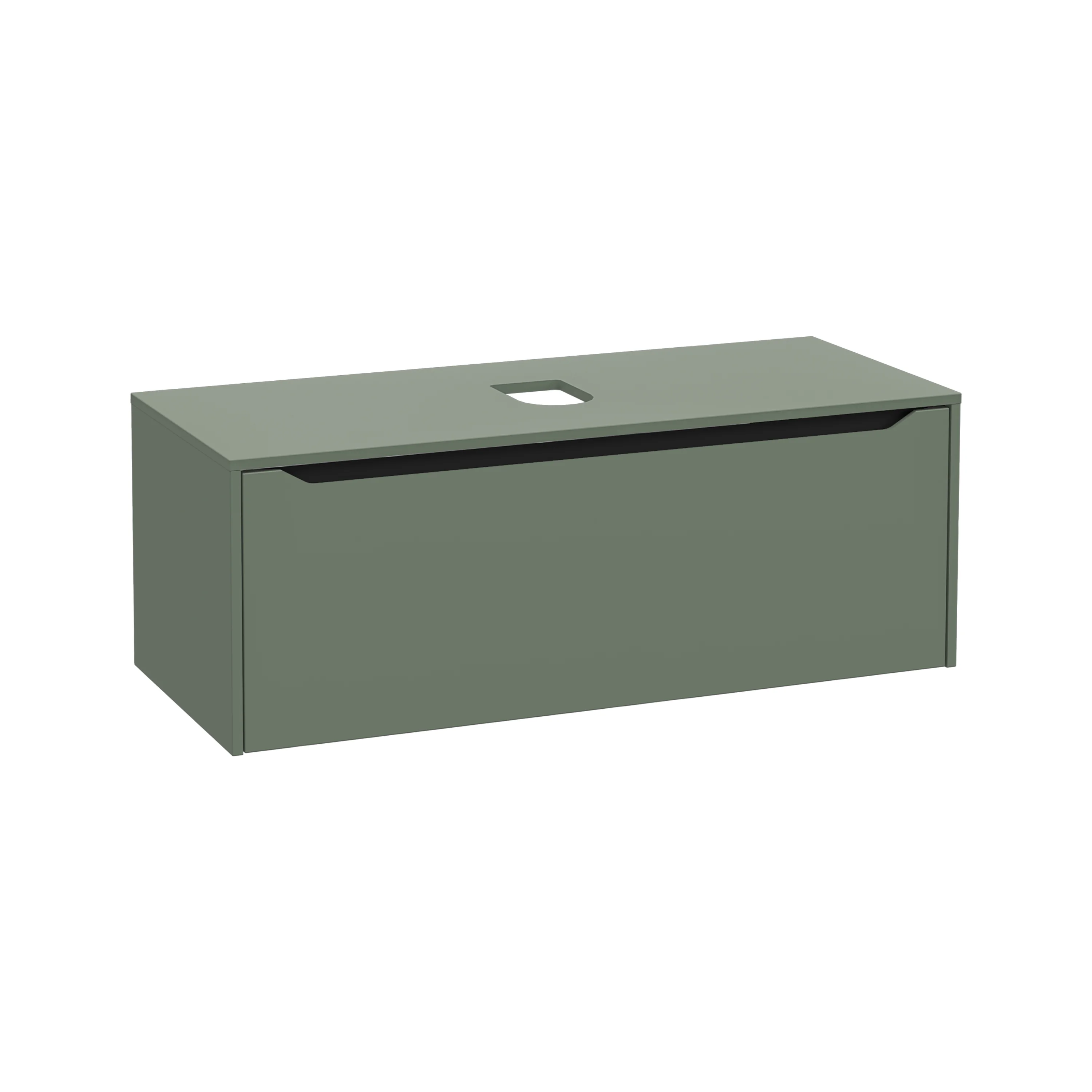 New Integra Square Waschtischunterschrank (Aufsatzwaschtisch) mit 1 Vollauszug 120 x 52 x 43 cm (BxTxH) Grün Matt