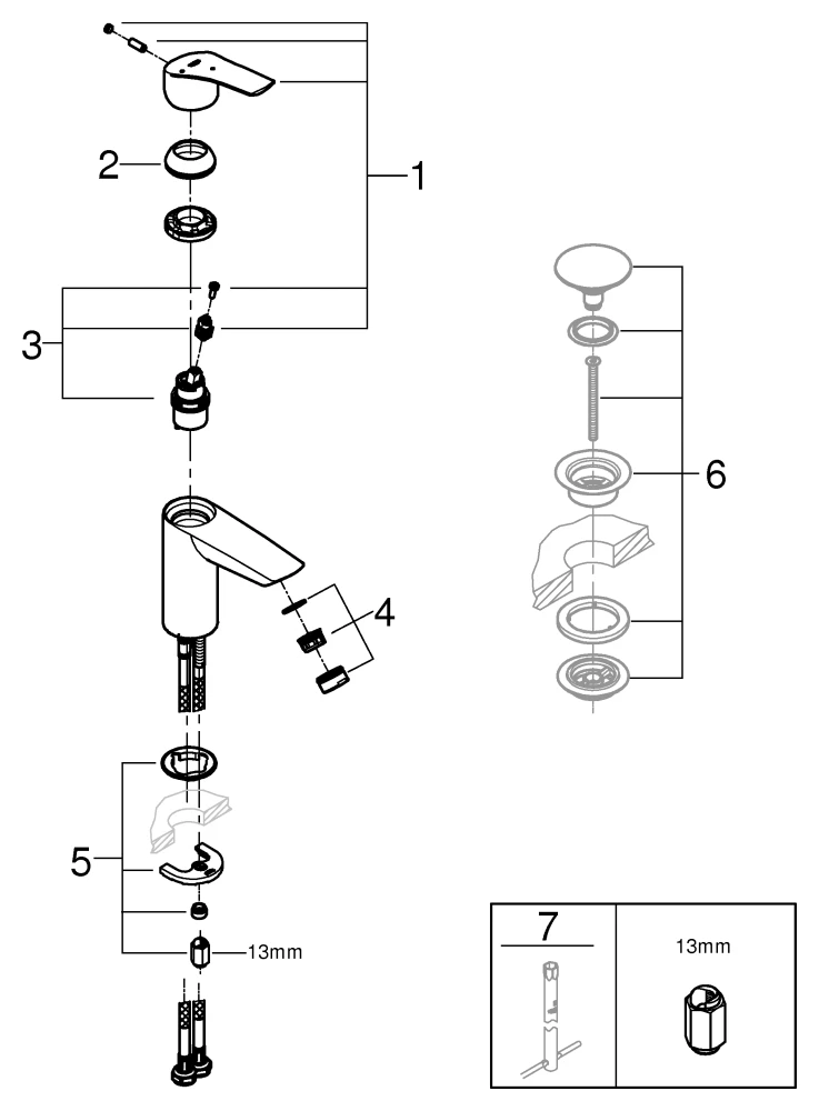 Einhand-Waschtischbatterie Eurosmart 23974_3, S-Size, Mittelstellung kalt, glatter Körper, Mousseur 3,5 l/min, chrom Einhand-Waschtischbatterie Eurosmart 23974_3, S-Size, Mittelstellung kalt, glatter Körper, Mousseur 3,5 l/min, chrom
