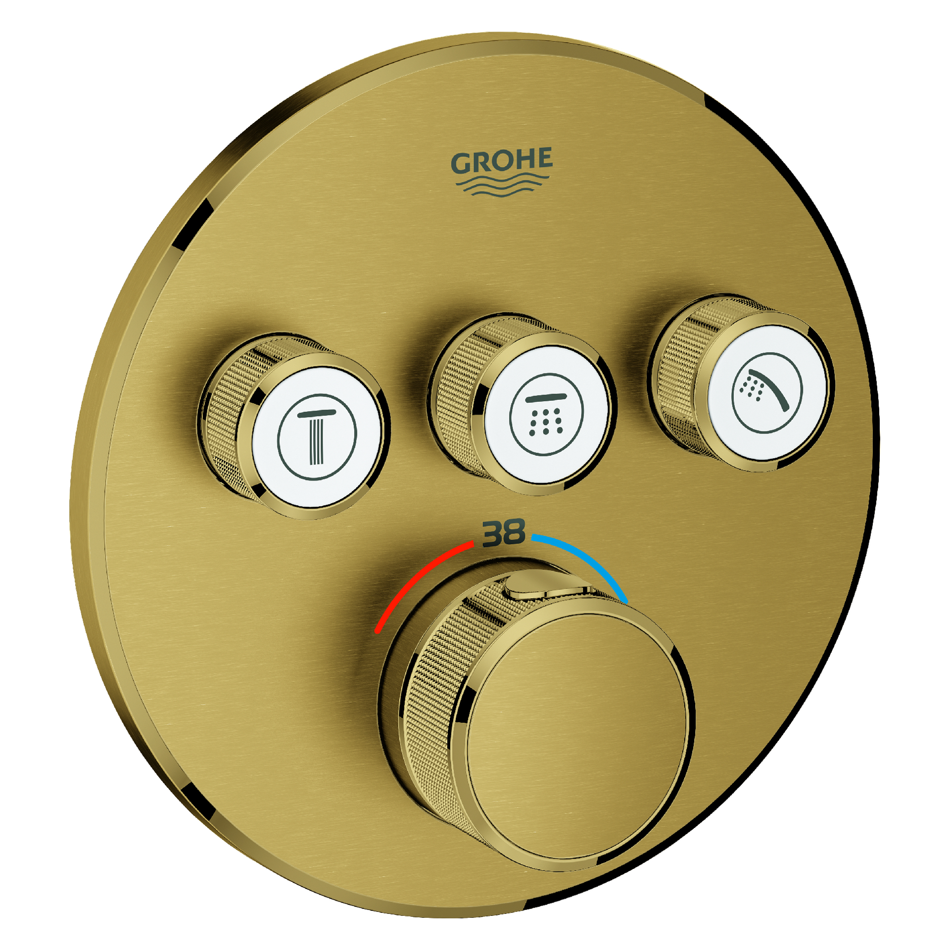 Thermostat Grohtherm SmartControl 29121, mit 3 Absperrventilen, Fertigmontageset für Rapido SmartBox, Wandrosette rund, chrom